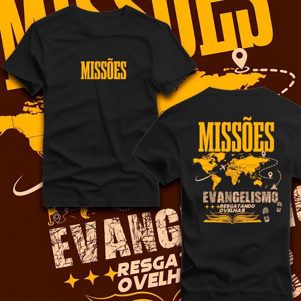 Camiseta Unissex T-shirt Cristã ''MISSÕES'' Alta Qualidade Premium Envio Imediato