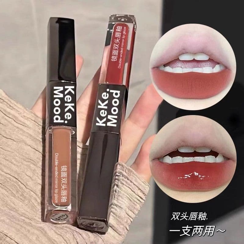 Coreia coreia brilho de água espelho batom esmalte labial de duas cabeças dois em um cor Nude esmalte labial fosco não d