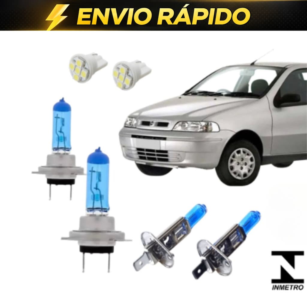 Kit Lâmpadas Palio Siena G2 2001 2002 2003 2004 Super Brancas H7 H1 + Meia Luz