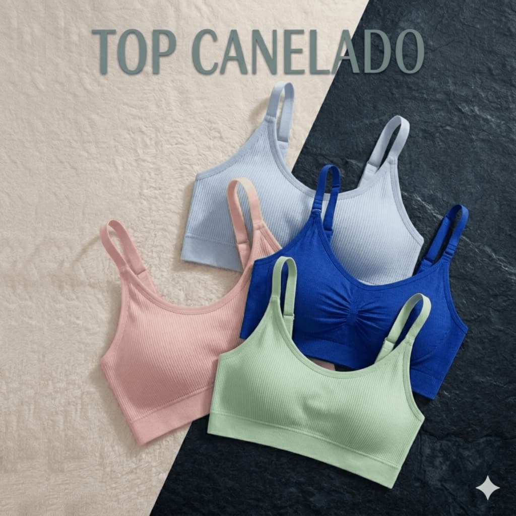 Kit 3 ou 2 TOP Canelado  Alta Sustentação Fitness Dia a Dia  Ajustavel