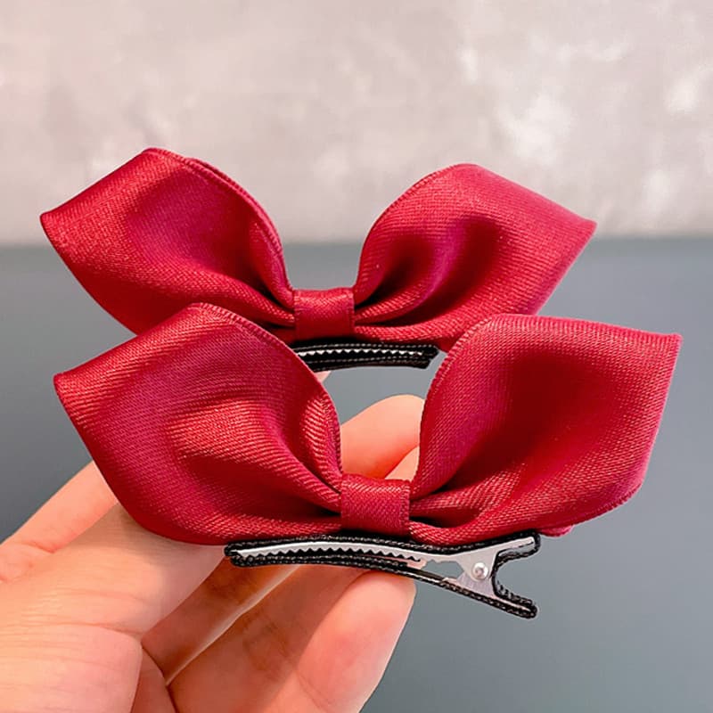 Versão coreana crianças vermelho tridimensional arco hairpin meninas acessórios para o cabelo do bebê clipe lateral coca