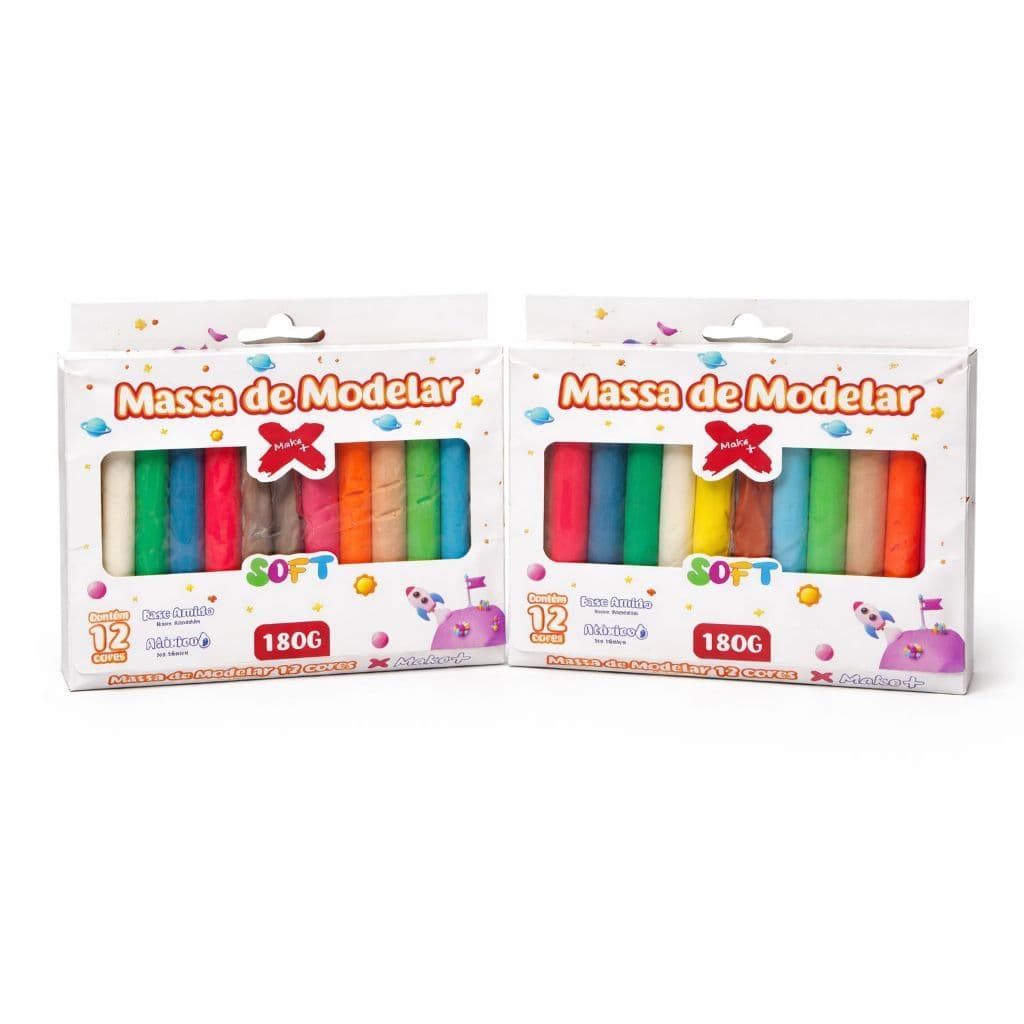 Massa de Modelar Make+ Soft 12 Cores 180g Atóxica Cheirinho Tutti Frutti
