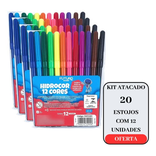 Kit Com 20 Estojos De Canetinha Hidrográfica Em Atacado