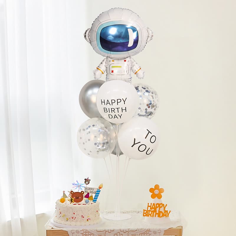 Astronauta primeiro aniversário menino decoração de aniversário cena Layout balão mesa flutuante coluna suporte fontes d