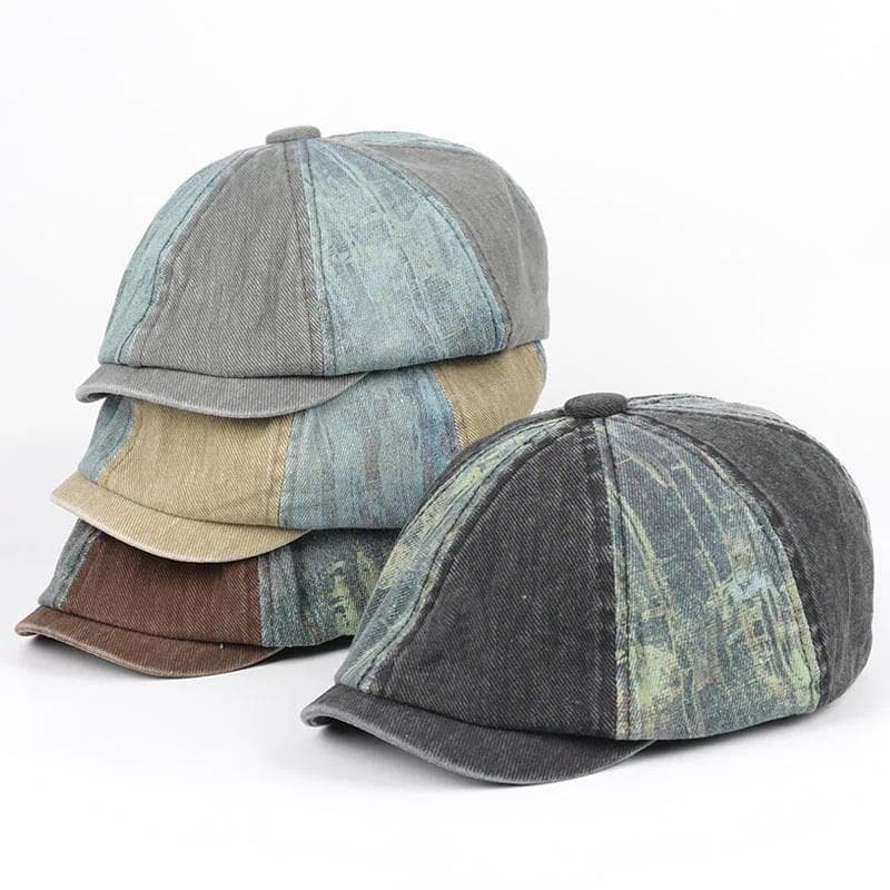 Boina Vintage Unissex de Denim, Boné Estilo Newsboy para Mulheres e Homens, Casual, Primavera Verão 2025, Boina Octogona