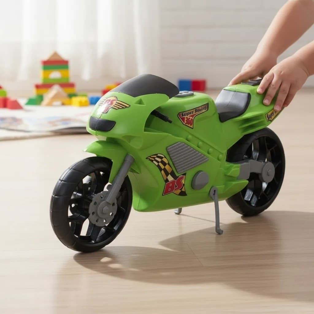 Super Moto Esportiva Verde Veículo Brinquedo Criança Presente Menino Infantil Transporte Corrida