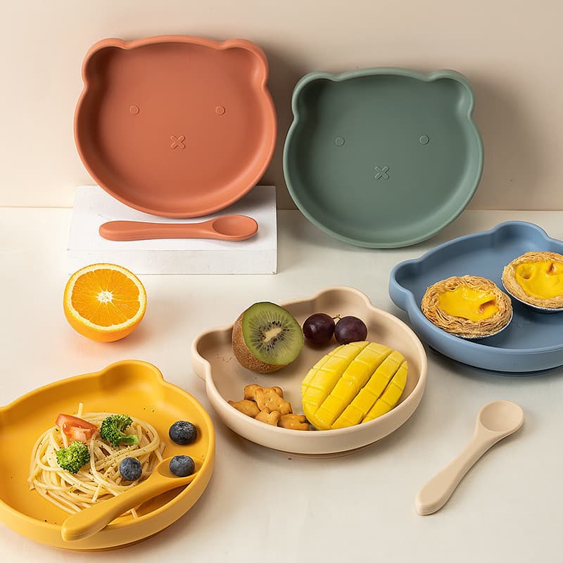 Bandeja De Refeição De Silicone Para Bebês , Tipo Ventosa , Anti-Queda E Escaldadura , Comida Escolar , Utensílios De Me