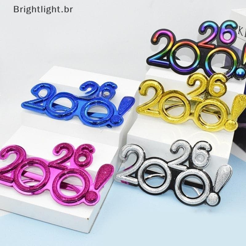2026 Feliz Ano Novo Óculos de Sol com Diamantes Brilhantes Acessórios de Cosplay Decoração de Festa de Natal Engr XZPT