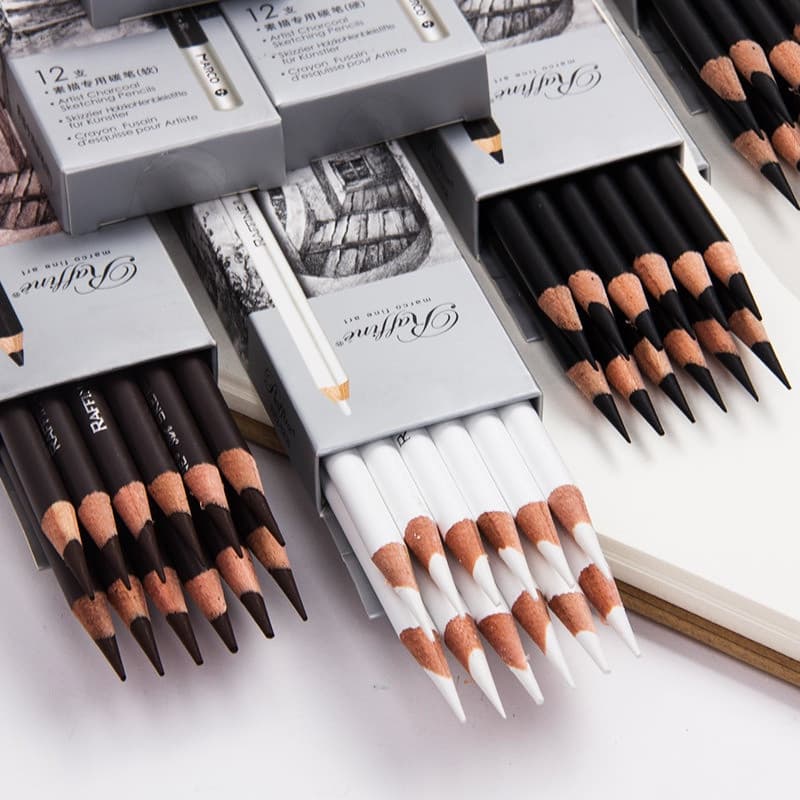 1 Lápis de Desenho Profissional 2H-14B-branco Borracha Marrom Carvão Escrita Marrom Branco Esboço Material Escolar Canet