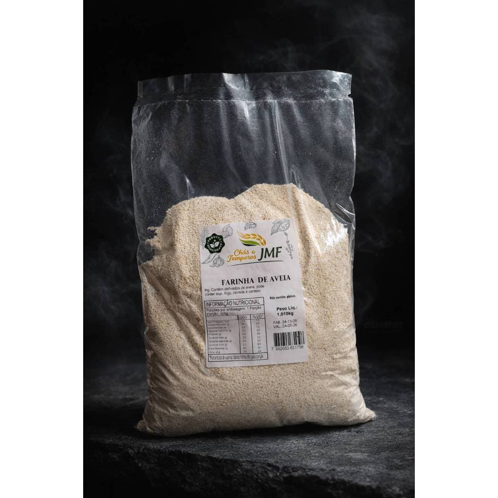 Chás e Temperos JMF Farinha de Aveia Sem Glúten 1,01kg Natural para Receitas do Dia a Dia