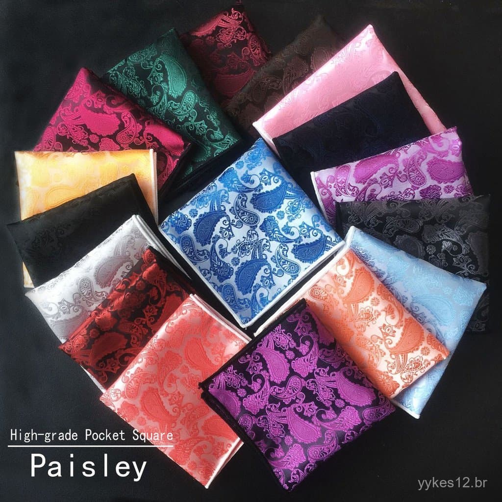 Lenço de bolso masculino estilo europeu e americano, lenço de bolso jacquard paisley com padrão de flor de caju, lenço,