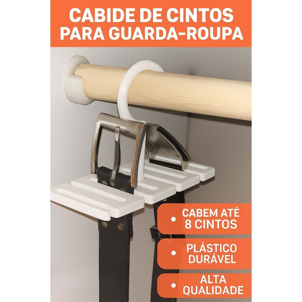 Cabide Organizador de Cintos e Acessórios | Suporte até 8 Unidades | Economize Espaço no Guarda-Roupa