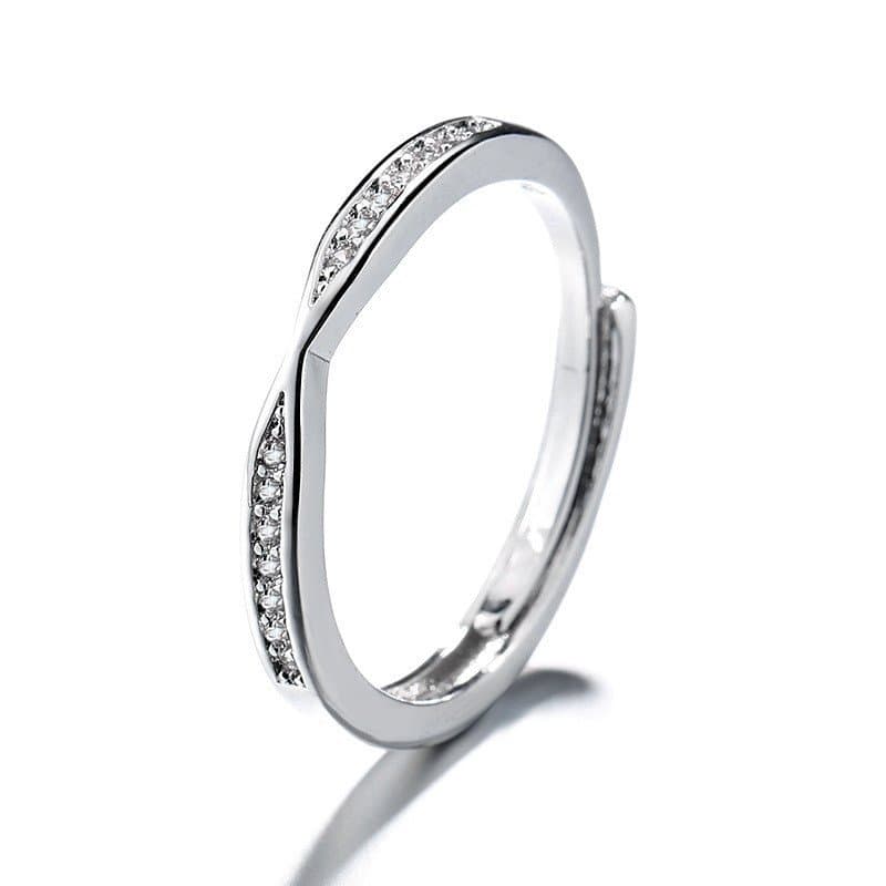 Anel aberto com diamantes para mulheres, estilo coreano chique, moderno e simples, um presente para uma namorada ou melh
