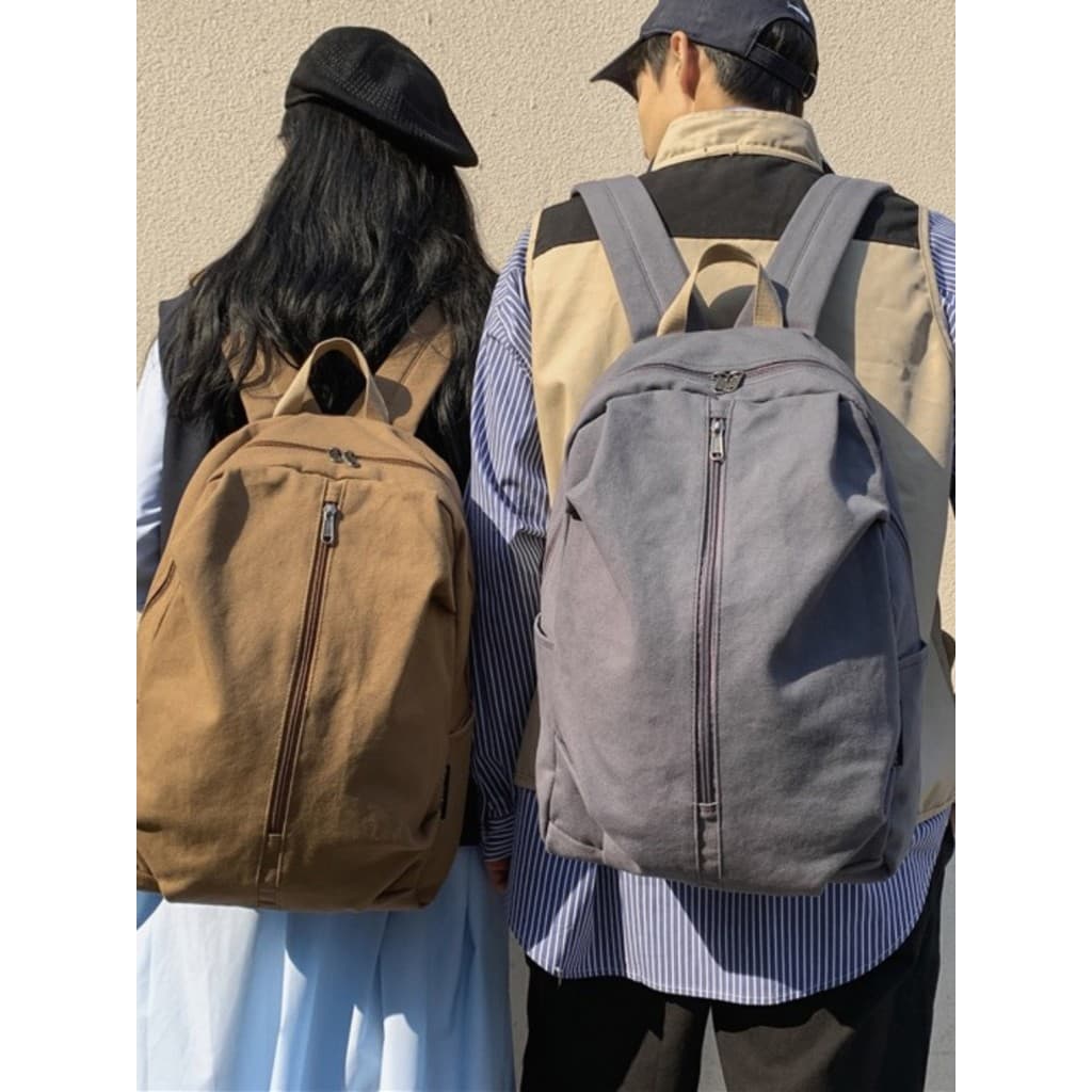 Francês MKPREF mochila de lona de grande capacidade masculino estudante universitário simples saco de escola feminino vi