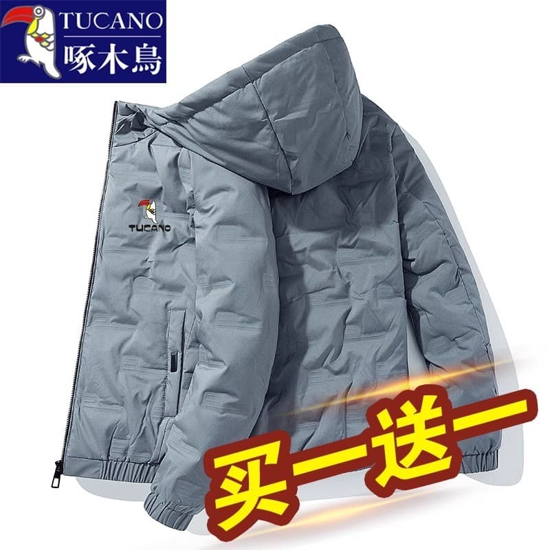 Woodpecker leve com capuz jaqueta acolchoada masculina 2025 outono novo estilo moda quente leve jaqueta Casual