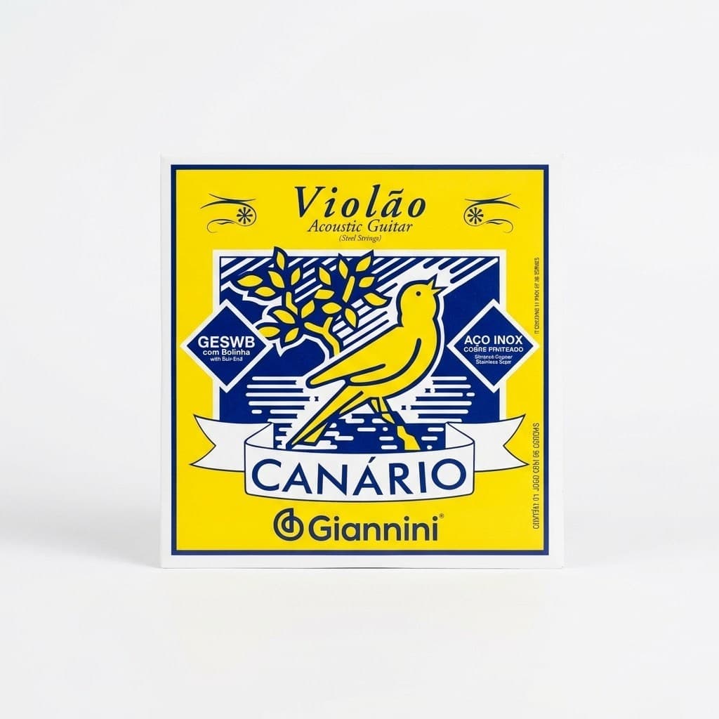 Cordas Encordoamento Violao Aco Giannini Canario 6 Cordas Bolinha Aco Inox Cobre Prateado