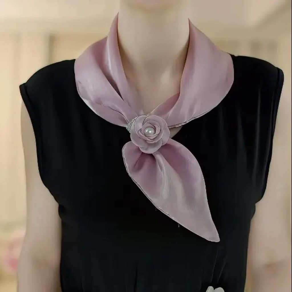 Nova moda brisa gaze flor orelhas preguiçoso lenço de seda All-Match elegante pescoço padrão cachecol influenciador vend
