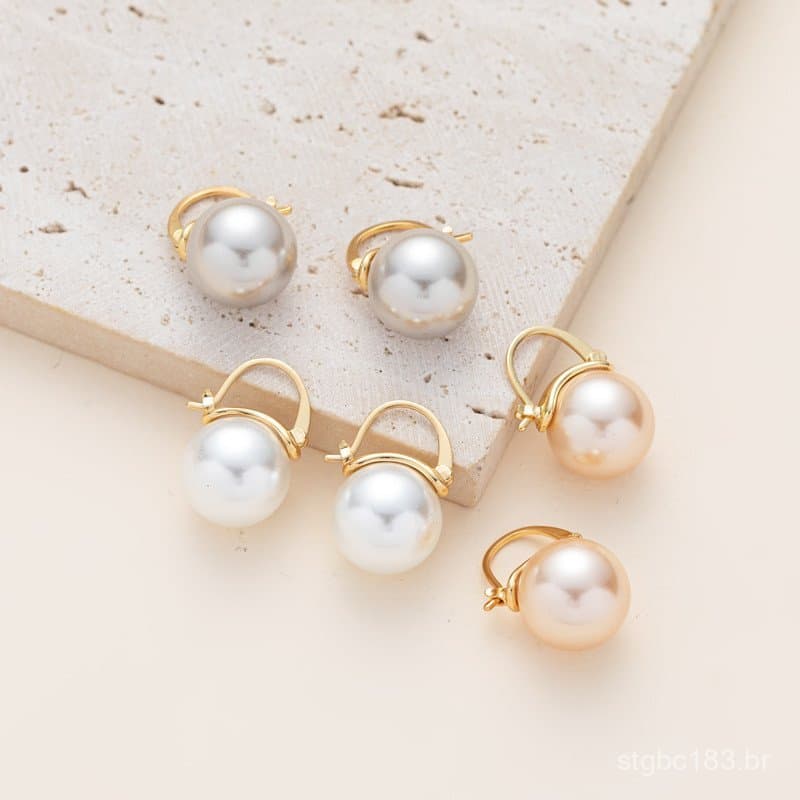 Pérolas coreanas coloridas de alta qualidade, populares no Instagram, brincos versáteis e elegantes de estilo europeu e