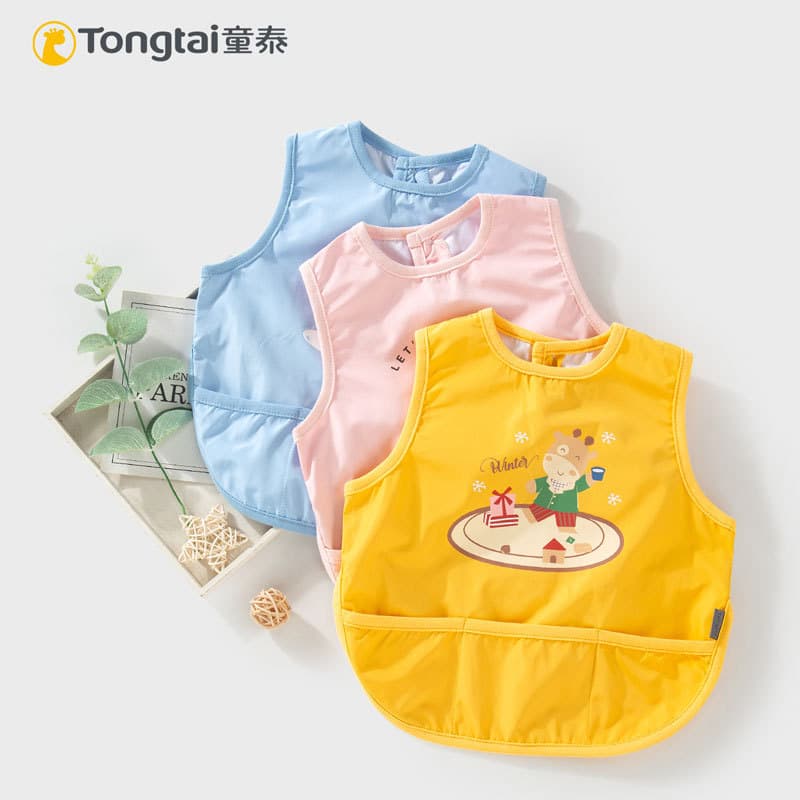 Tongtai novo estilo masculino feminino macacão de bebê comer pintura à prova dwaterproof água Anti-sujo babadores 1-4 an