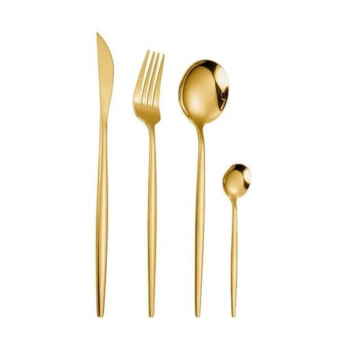 Conjunto Talher 24 Pecas Dourado Elegante Alta Qualidade Utensilios Cozinha Mesa