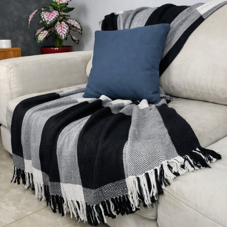Manta Para Sofá  2,10m x 1,20 m Algodão Decorativa Artesanal | Cobre Sofá e Colchão