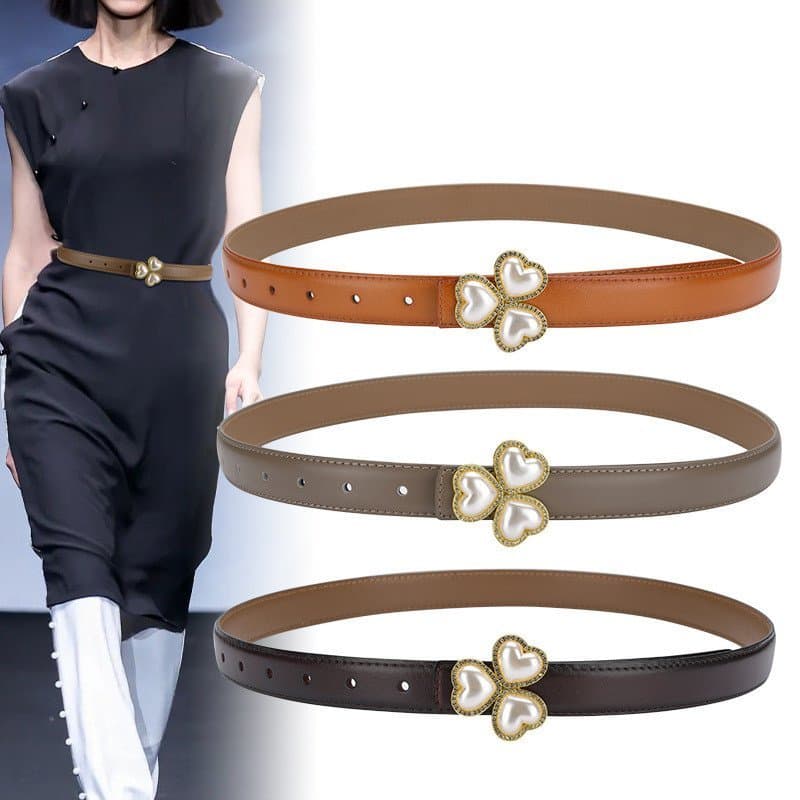 Cinto feminino simples e elegante em estilo coreano, cinto versátil para estudantes, novo cinto de couro em várias cores