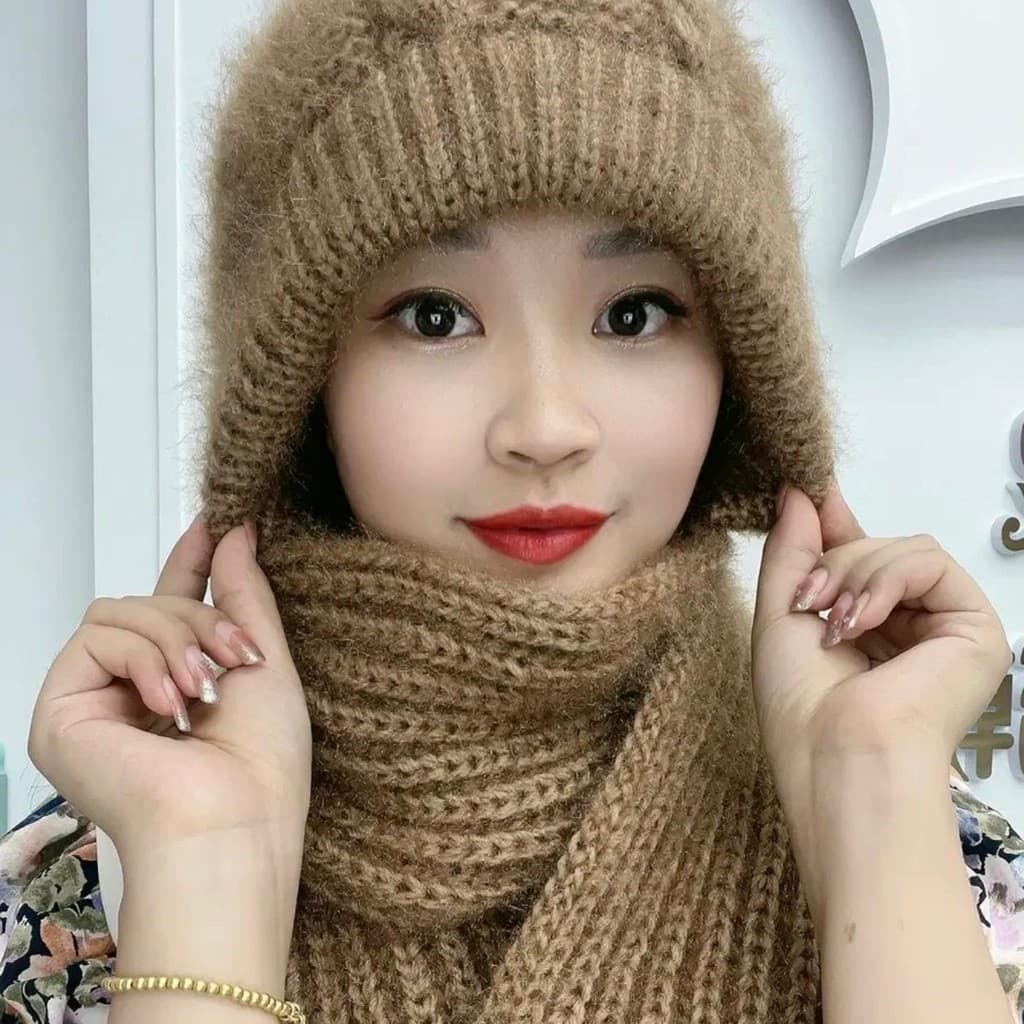 Chapéu cachecol forro de lã de uma peça engrossado chapéu de neve outono inverno novo estilo esquilo velo tecido feminin