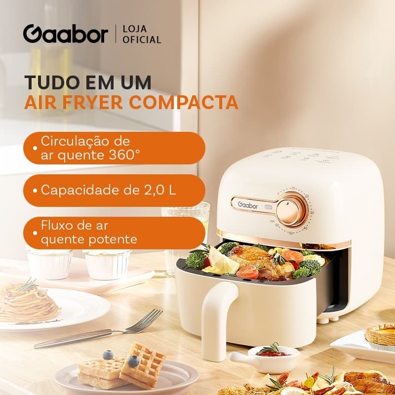 Gaabor - Fritadeira sem óleo - 1,4 litros - Timer - Pequena e conveniente - Fácil de operar - 900W - AF20M-YE01A