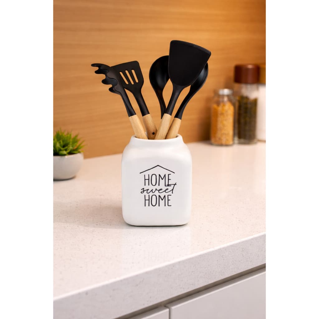 Porta Talher Cerâmica Branco Leiteira Decoração Funcional home
