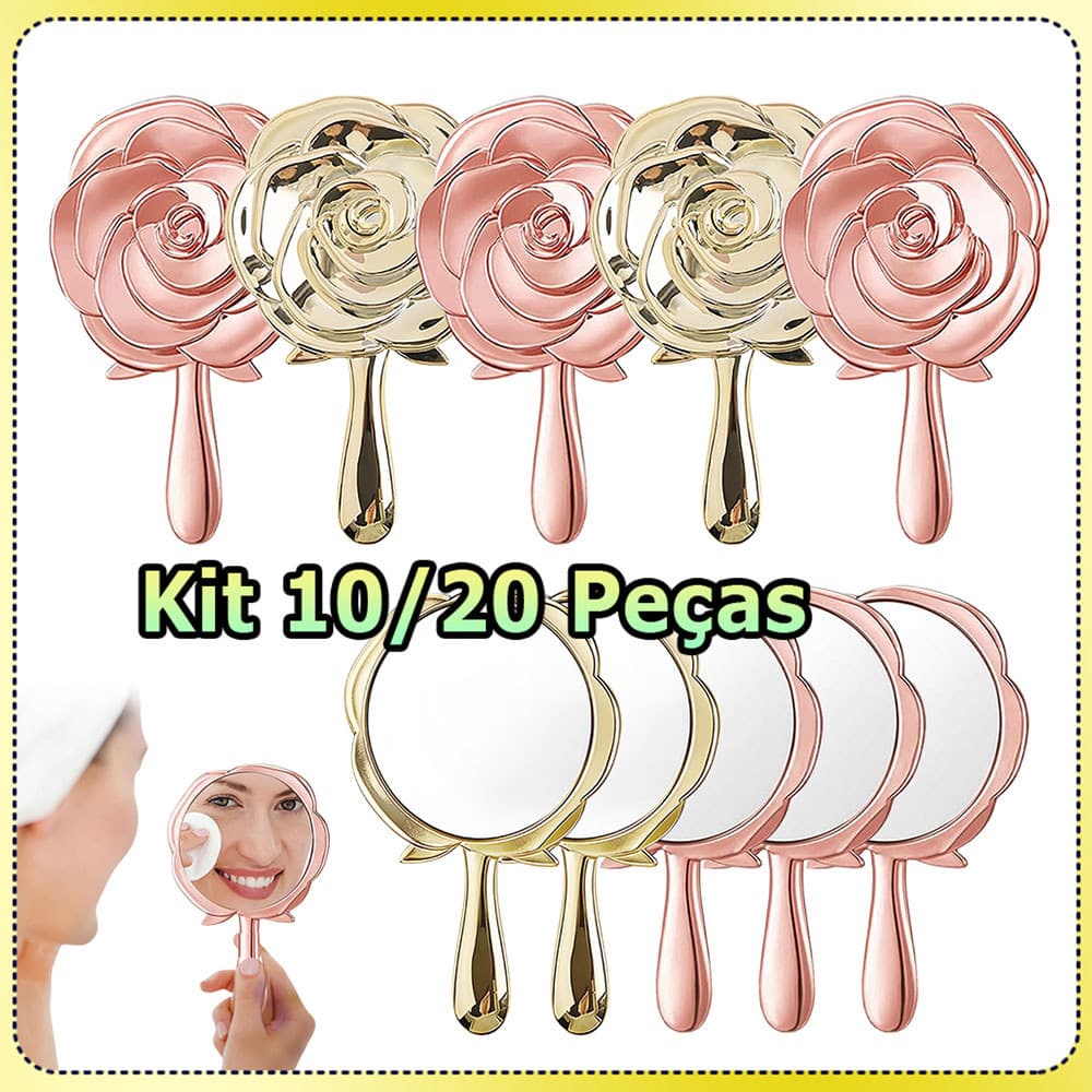 Kit 10/20 Espelho de maquiagem padrão de rosa espelho de mão espelho para presente de festa Espelho de bolso