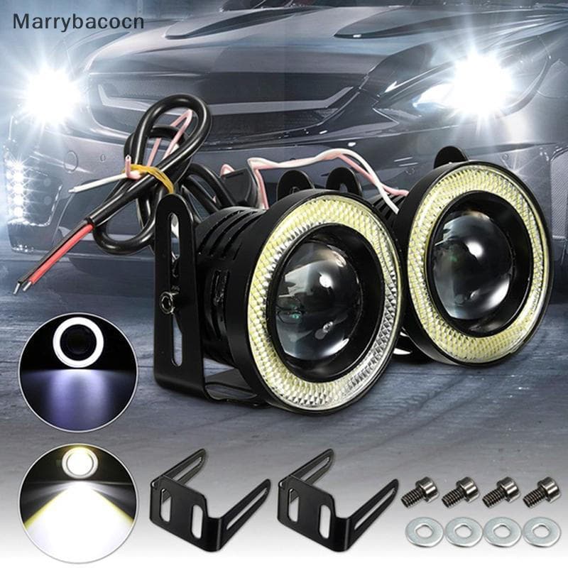 [MAR] 2.5'15w Carro Branco COB LED Projetor Angel Eyes Anel Azul DRL Lâmpada De Luz De Nevoeiro COD