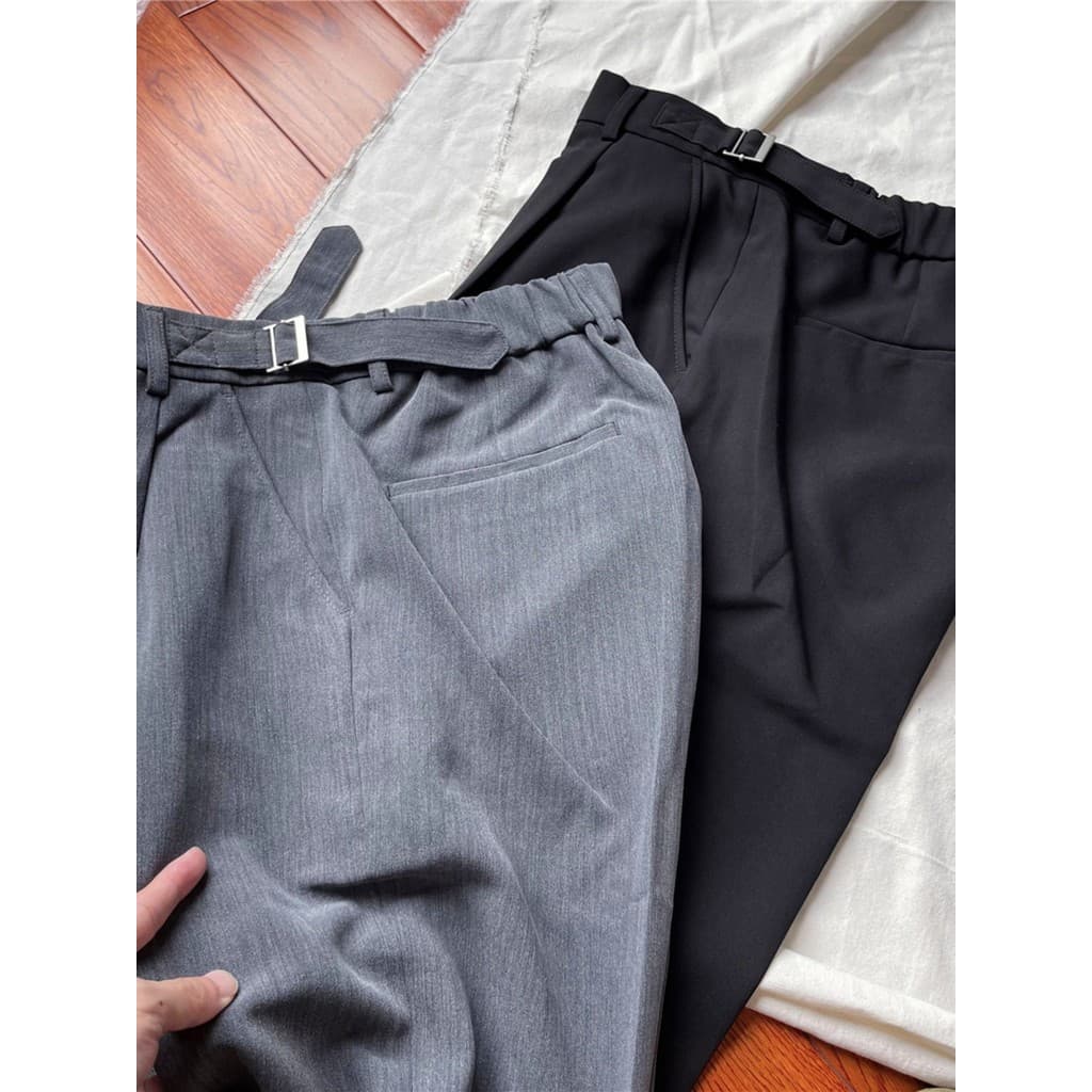 KKK228086 Alta Drape suave duro solto Micro-elástico calças casuais masculinas calças retas melhoradas
