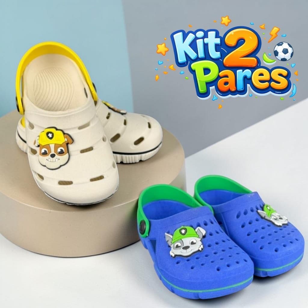 Kit 2 Pares Babuche Infantil Menino Confortável e Macio