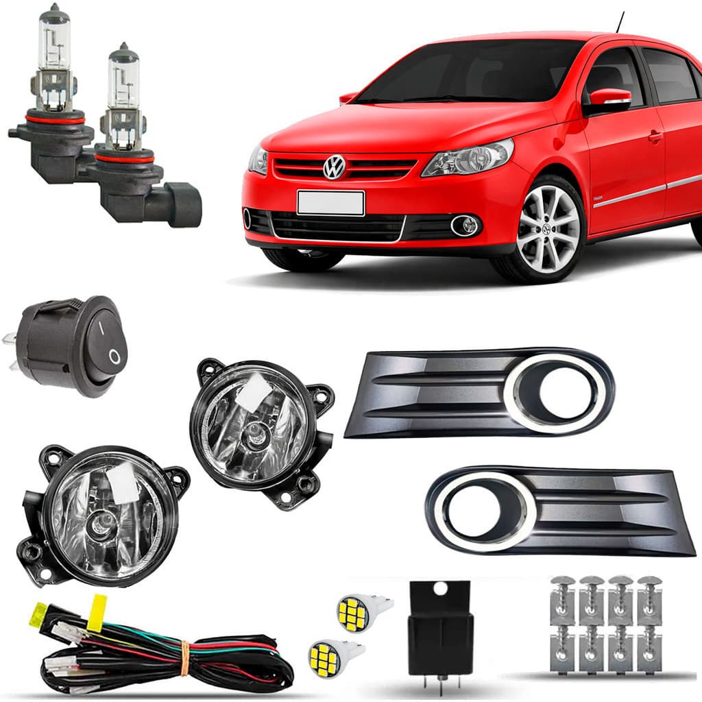 Kit Completo Farol  Milha Neblina Auxiliar  Gol/voyage/saveiro G5 + Moldura Cromada