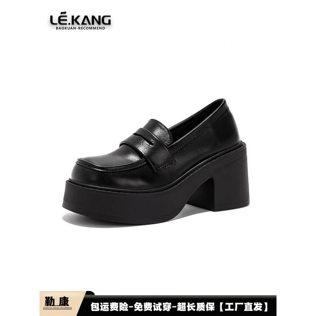 Mary Jane sapatos de salto alto feminino 2025 outono novo estilo mocassins de sola grossa preguiçoso deslizamento em est