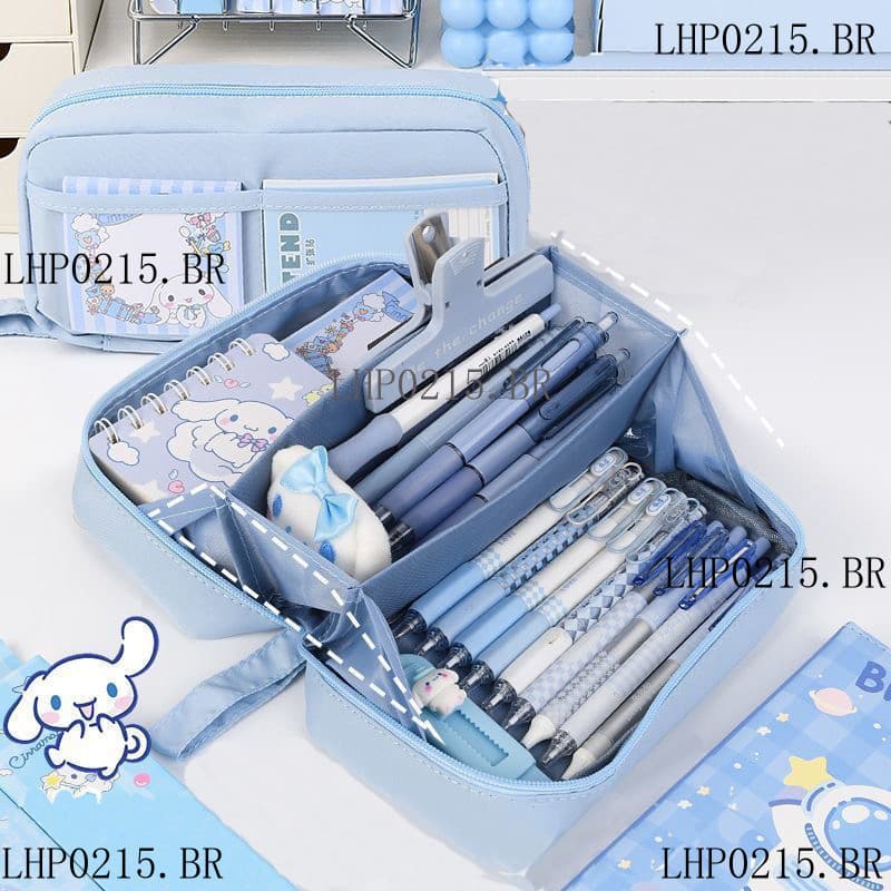 Estojo De Lápis Sanrio Kuromi Melody Cinnamoroll De 5 Camadas Para Crianças Caixa De Grande Capacidade Bolsa Organizador