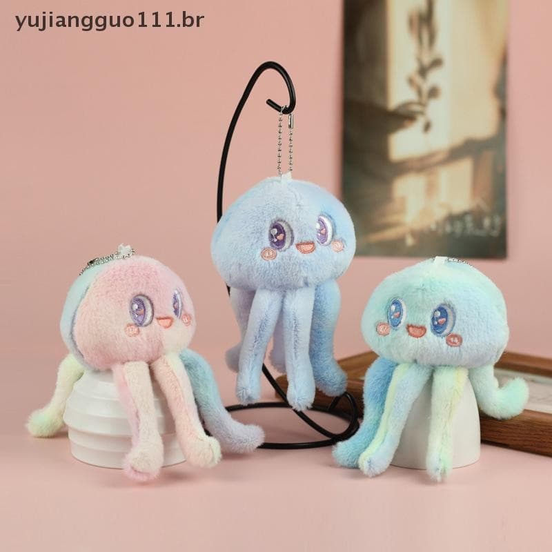 # Novo 1 Peça De Pelúcia Fofo Animal Marinho Água-Viva Polvo Boneca Chaveiro Bolsa Decoração Pingente De Menina Kawaii .