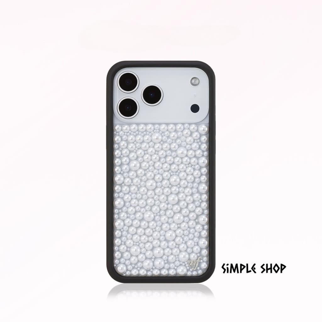 Wildflower Fashion White Pearl WF Com Caixa De Telefone Para IPhone17Air 17 16 12 13 14 15 Pro Max 16 Plus Soft Side Sil
