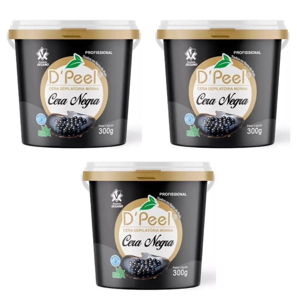 Kit 3 D´Peel Cera Depilatória Morna 300g - Cera Negra