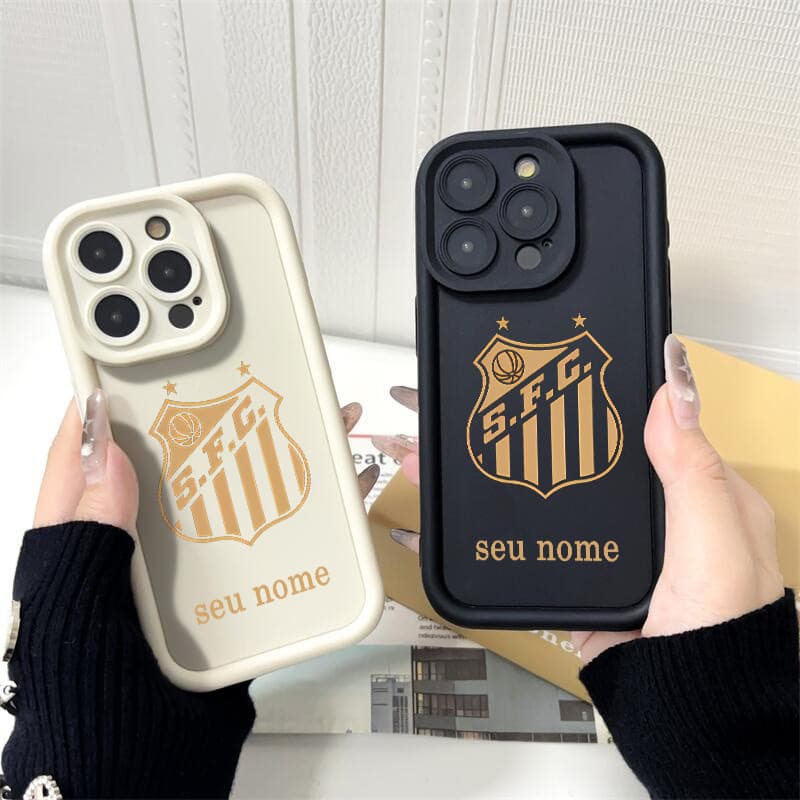 Capinha celular personalizada Escudo da equipe Santos Gold para iPhone 17 16 15 14 13 12 11 pro max 15 plus 14 Pro Capa