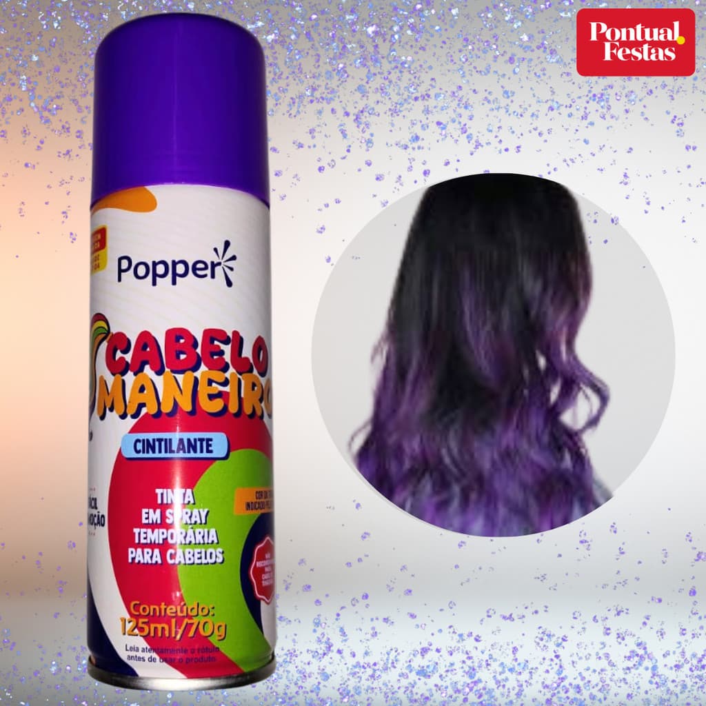 Tinta Popper Para Cabelos Temporária Roxo Cintilante 125ml