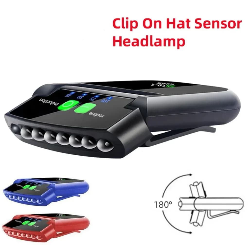LED Farol Clipe Na Tampa Chapéu Luz Cabeça Tocha Pesca Acampamento Lâmpada USB Recarregável Iluminação Portátil