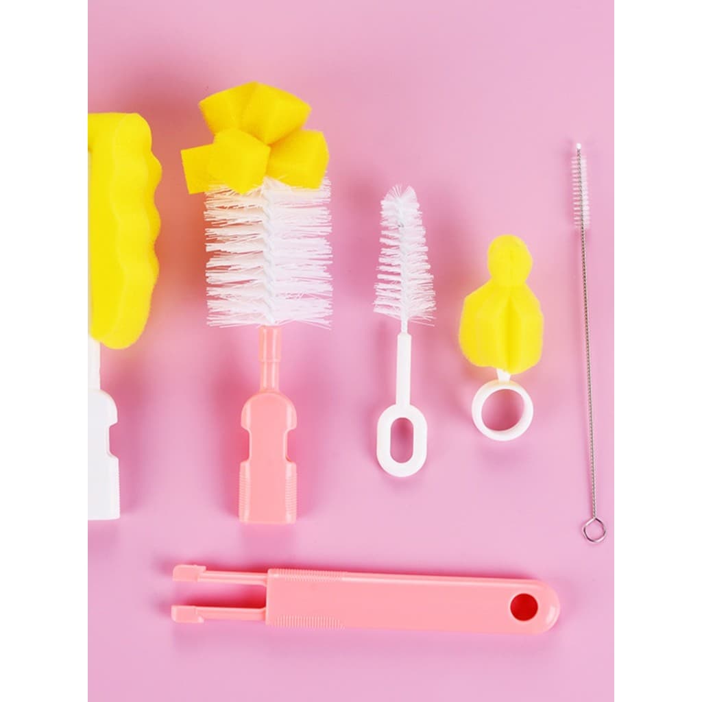 Escova de limpeza de mamadeira conjunto de 6 peças escova de garrafa de bebê escova de cabelo de palha esponja conjunto