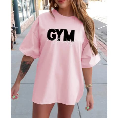 Camisa Camiseta Feminina Academia Caminhada Musculação Cross Fit T-shirt Oversized 100% Algodão