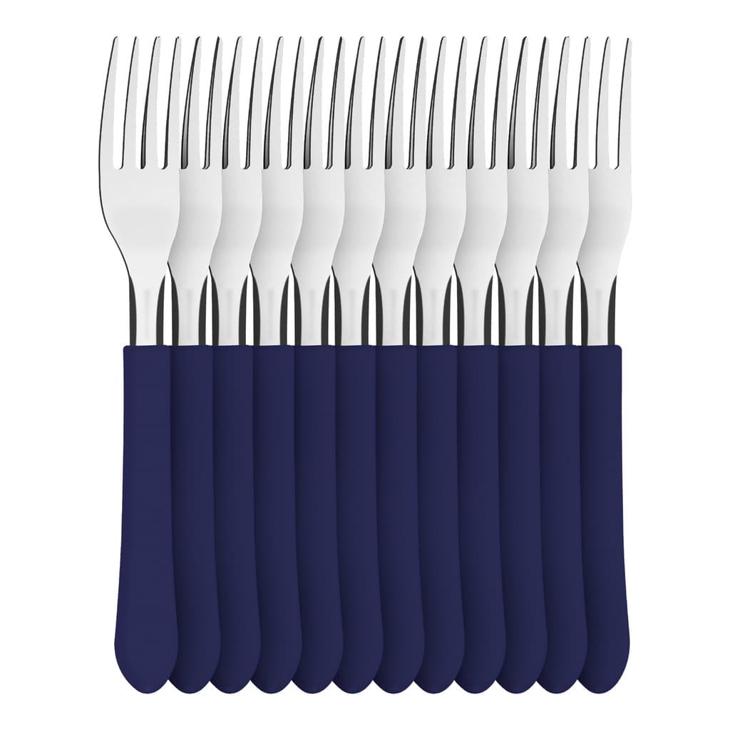 JOGO DE GARFO DE MESA AÇO INOX LEME AZUL OCEANO 12 PEÇAS TRAMONTINA