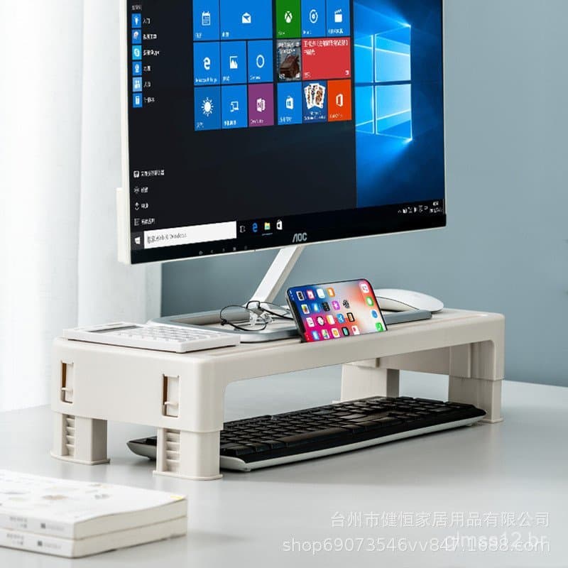 Suporte elevatório para computador de mesa, base para monitor de escritório, suporte para elevação de tela, prateleira d