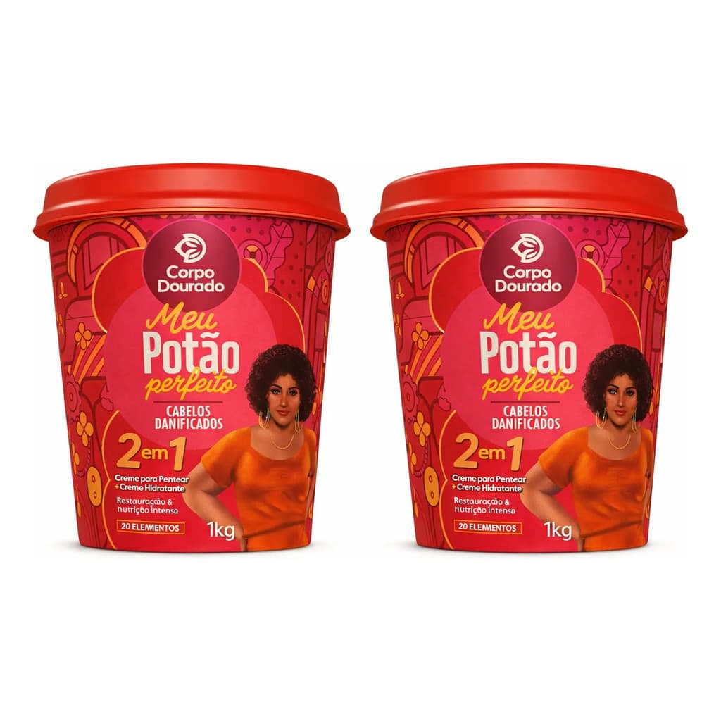 Kit 2 Cremes Para Pentear Hidratante Meu Potão Perfeito 1kg