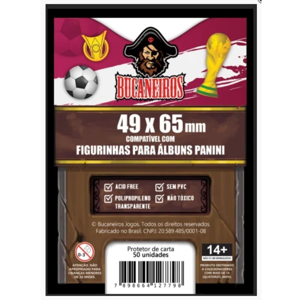 Sleeve Figurinhas Albuns Panini 49x65mm Bucaneiros 50 Unids