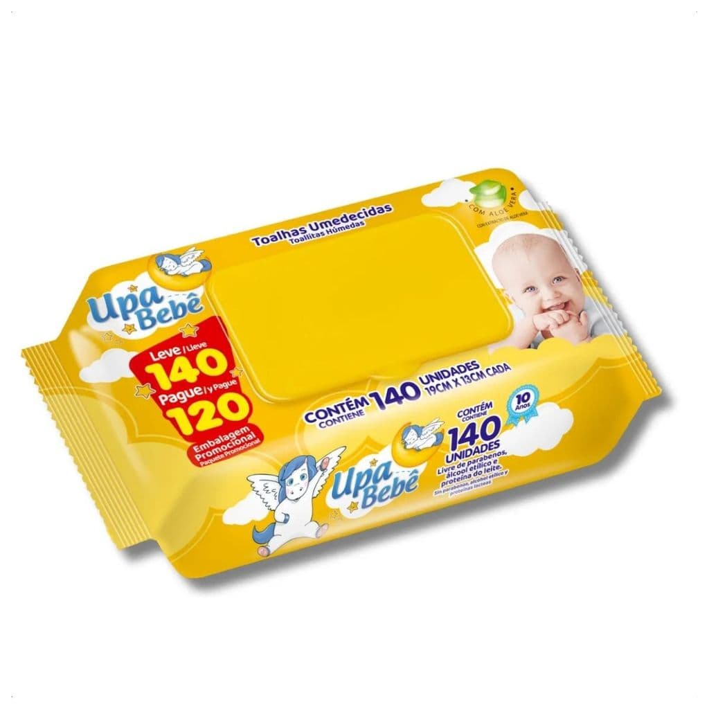 Lenço Umedecido Upa Bebê 140 Unidades Maciez e Suavidade