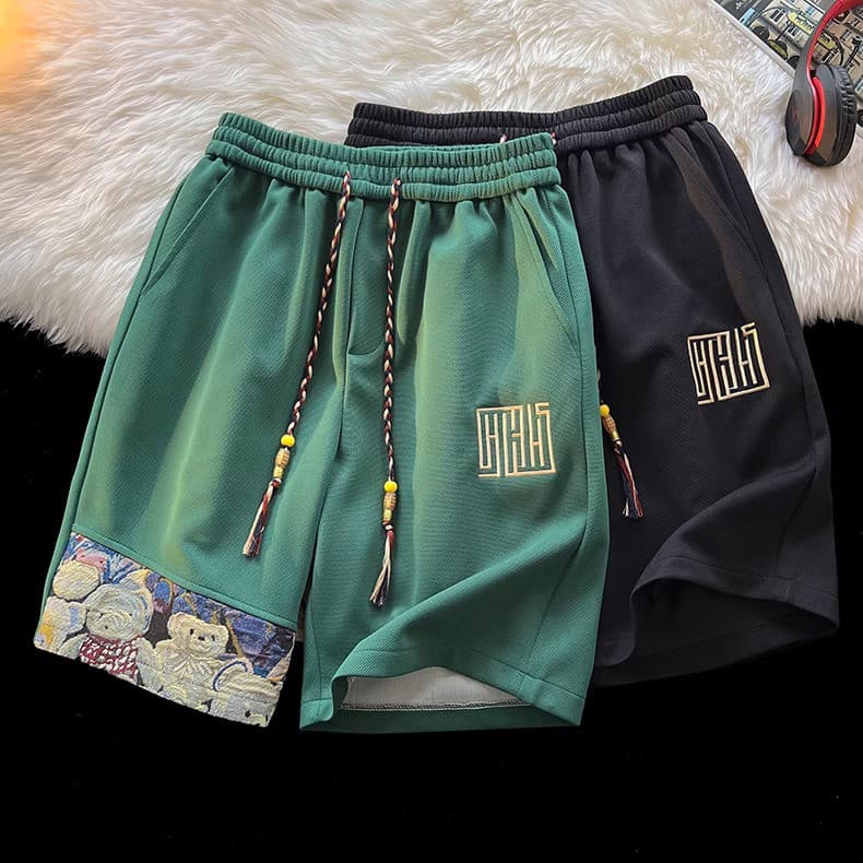 Comércio exterior grande marca masculina usar Waffle Shorts masculino verão costura urso Design de venda quente Casual e